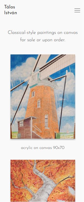 Festő weboldala mobil verzió